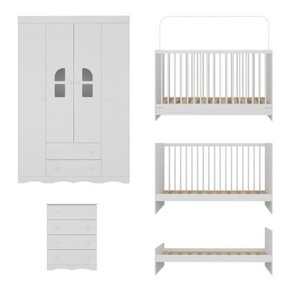 Imagem de Quarto de Bebê Completo com Berço 3 em 1 com Colchão Incluso Liz Multimóveis MP4571