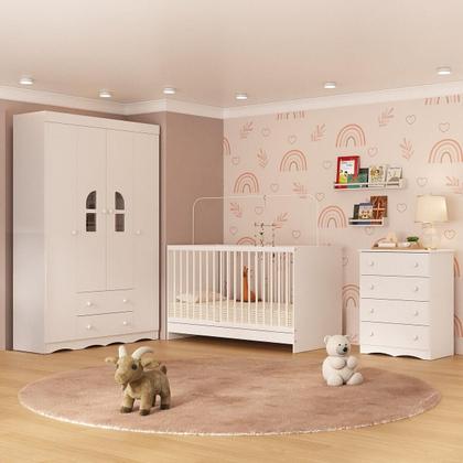 Imagem de Quarto de Bebê Completo com Berço 3 em 1 com Colchão Incluso Liz Multimóveis MP4571