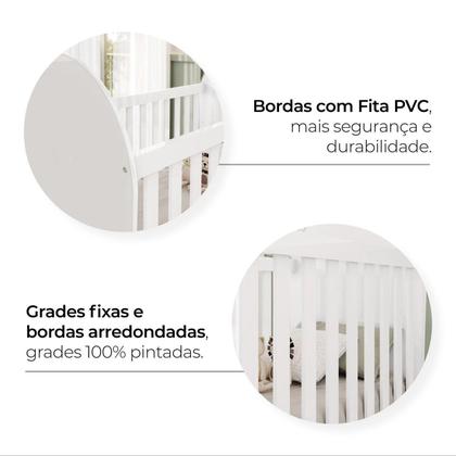 Imagem de Quarto de Bebê Completo com Berço 3 em 1 e Guarda-roupa Magia Branco/Jequitibá