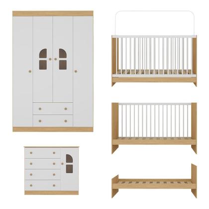 Imagem de Quarto de Bebê Completo com Berço 3 em 1 para Colchão 130x60cm Amora Multimóveis MP4549