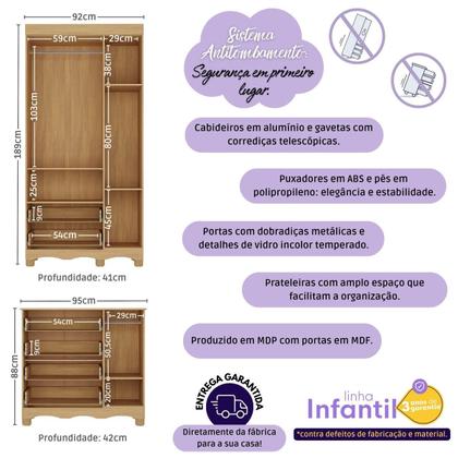 Imagem de Quarto de Bebê Completo com Berço 3 em 1 para Colchão 130x60cm Aurora Multimóveis MP4560