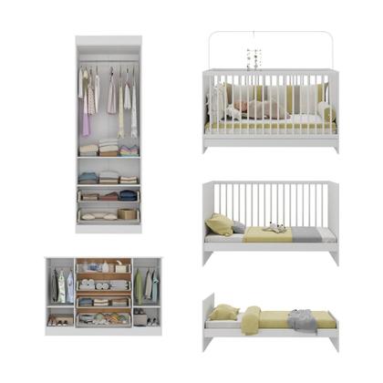 Imagem de Quarto de Bebê Completo com Berço 3 em 1 para Colchão 130x60cm Brisa Multimóveis MP4529