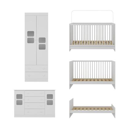 Imagem de Quarto de Bebê Completo com Berço 3 em 1 para Colchão 130x60cm Brisa Multimóveis MP4529