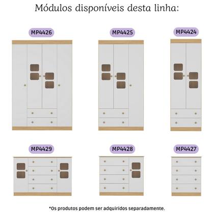 Imagem de Quarto de Bebê Completo com Berço 3 em 1 para Colchão 130x60cm Brisa Multimóveis MP4529