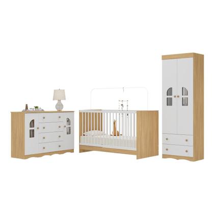 Imagem de Quarto de Bebê Completo com Berço 3 em 1 para Colchão 130x60cm Liz Multimóveis MP4563