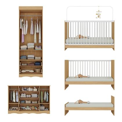 Imagem de Quarto de Bebê Completo com Berço 3 em 1 para Colchão 130x60cm Liz Multimóveis MP4563