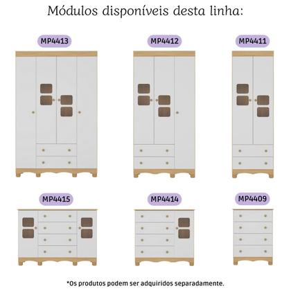 Imagem de Quarto de Bebê Completo com Berço 3 em 1 para Colchão 130x60cm Luna Multimóveis MP4528