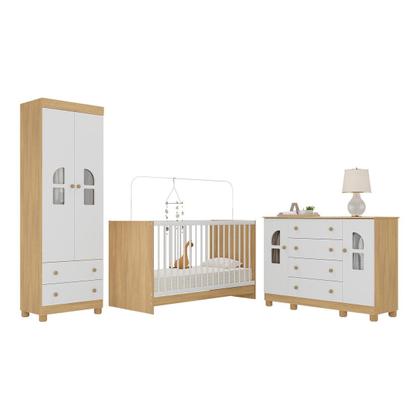 Imagem de Quarto de Bebê Completo com Berço 3 em 1 para Colchão 130x60cm Nina Multimóveis MP4562