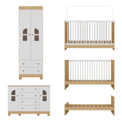 Imagem de Quarto de Bebê Completo com Berço 3 em 1 para Colchão 130x60cm Nina Multimóveis MP4562