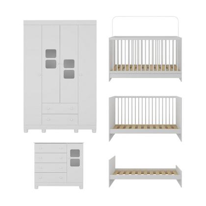 Imagem de Quarto de Bebê Completo com Berço 3 em 1 para Colchão 130x60cm Sol Multimóveis MP4518