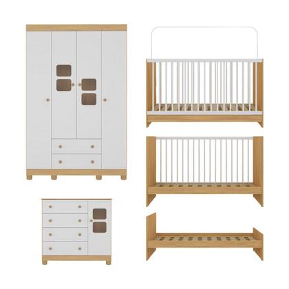 Imagem de Quarto de Bebê Completo com Berço 3 em 1 para Colchão 130x60cm Sol Multimóveis MP4518