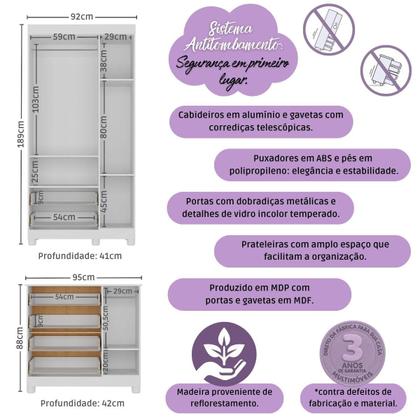 Imagem de Quarto de Bebê Completo com Berço Americano 3 em 1 Bombom Multimóveis MP4622