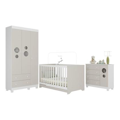 Imagem de Quarto de Bebê Completo com Berço Americano 3 em 1 Bombom Multimóveis MP4622