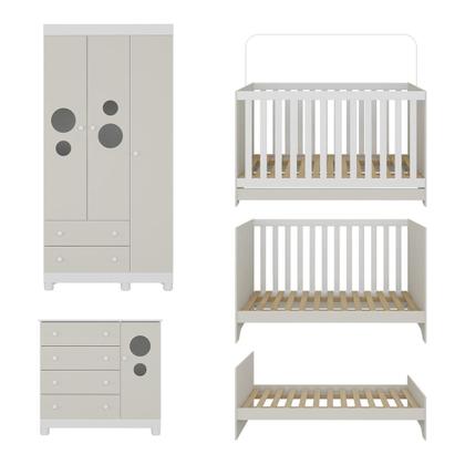 Imagem de Quarto de Bebê Completo com Berço Americano 3 em 1 Bombom Multimóveis MP4622