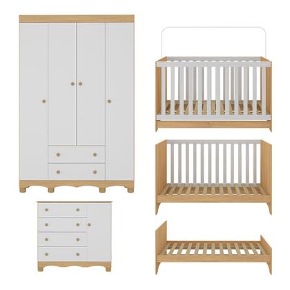 Imagem de Quarto de Bebê Completo com Berço Americano 3 em 1 Colchão Incluso Dengo Multimóveis MP4600