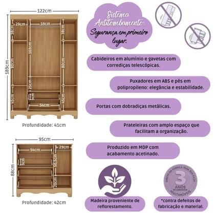 Imagem de Quarto de Bebê Completo com Berço Americano 3 em 1 Colchão Incluso Dengo Multimóveis MP4600