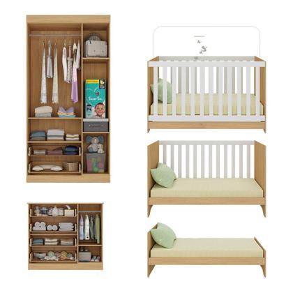 Imagem de Quarto de Bebê Completo com Berço Americano 3 em 1 Colchão Incluso Encanto Multimóveis MP4605
