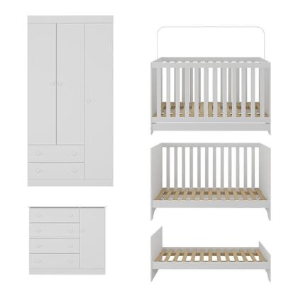 Imagem de Quarto de Bebê Completo com Berço Americano 3 em 1 Colchão Incluso Encanto Multimóveis MP4605