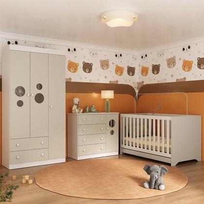 Imagem de Quarto de Bebê Completo com Berço Americano 3 em 1 Colchão Incluso Pirulito Multimóveis MP4637