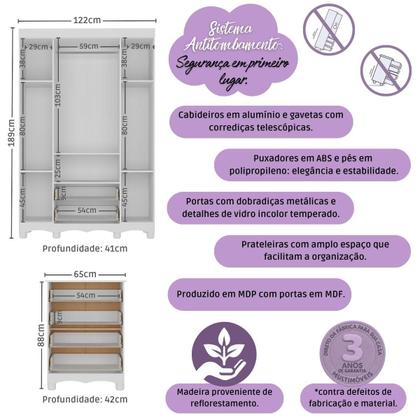 Imagem de Quarto de Bebê Completo com Berço Americano 3 em 1 Colchão Incluso Ternura Multimóveis MP4667