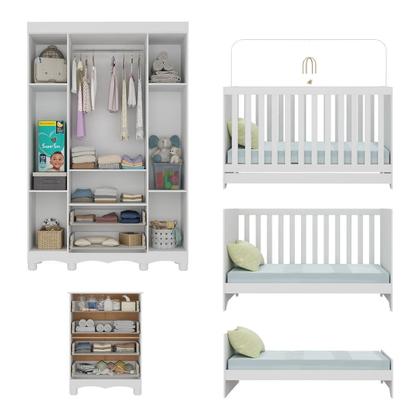 Imagem de Quarto de Bebê Completo com Berço Americano 3 em 1 Colchão Incluso Ternura Multimóveis MP4667