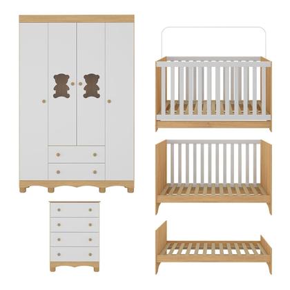 Imagem de Quarto de Bebê Completo com Berço Americano 3 em 1 Colchão Incluso Ternura Multimóveis MP4667