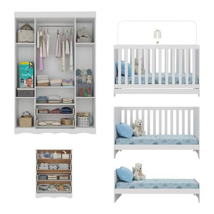 Imagem de Quarto de Bebê Completo com Berço Americano 3 em 1 Doçura Multimóveis MP4650