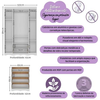 Imagem de Quarto de Bebê Completo com Berço Americano 3 em 1 Doçura Multimóveis MP4650