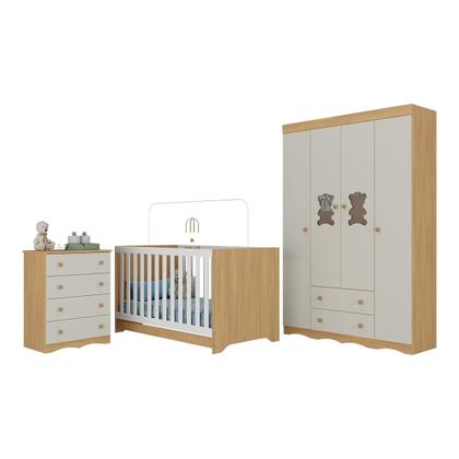 Imagem de Quarto de Bebê Completo com Berço Americano 3 em 1 Doçura Multimóveis MP4650