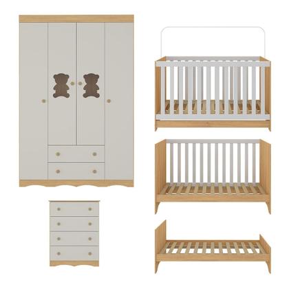 Imagem de Quarto de Bebê Completo com Berço Americano 3 em 1 Doçura Multimóveis MP4650