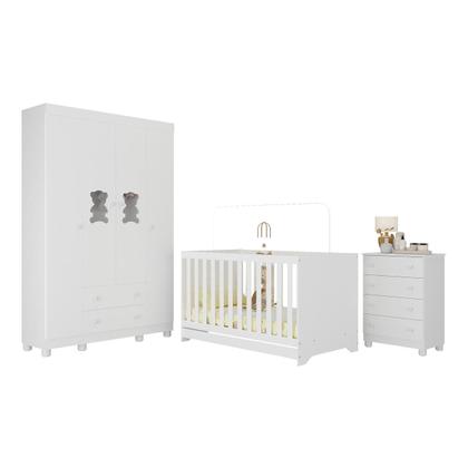 Imagem de Quarto de Bebê Completo com Berço Americano 3 em 1 Fofura Multimóveis MP4649