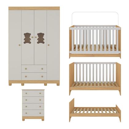 Imagem de Quarto de Bebê Completo com Berço Americano 3 em 1 Fofura Multimóveis MP4649