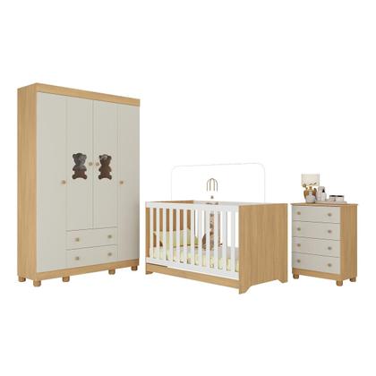 Imagem de Quarto de Bebê Completo com Berço Americano 3 em 1 Fofura Multimóveis MP4649
