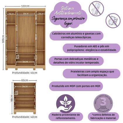 Imagem de Quarto de Bebê Completo com Berço Americano 3 em 1 Fofura Multimóveis MP4649