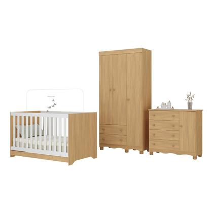 Imagem de Quarto de Bebê Completo com Berço Americano 3 em 1 para Colchão 130x70cm Dengo Multimóveis MP4592