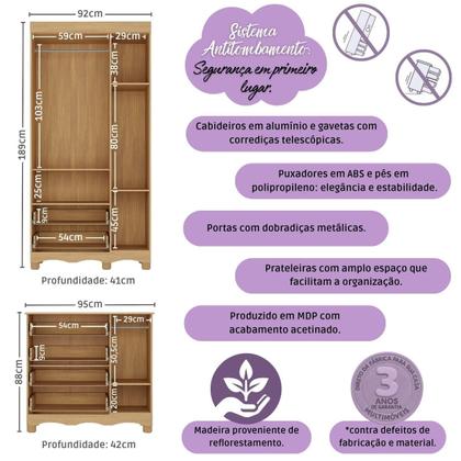 Imagem de Quarto de Bebê Completo com Berço Americano 3 em 1 para Colchão 130x70cm Dengo Multimóveis MP4592