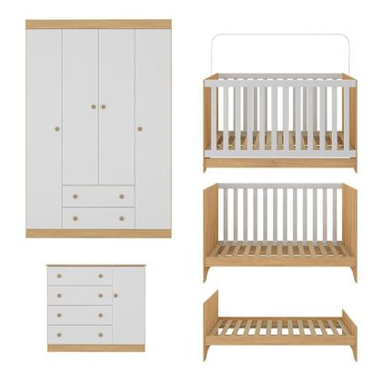 Imagem de Quarto de Bebê Completo com Berço Americano 3 em 1 para Colchão 130x70cm Encanto Multimóveis MP4581