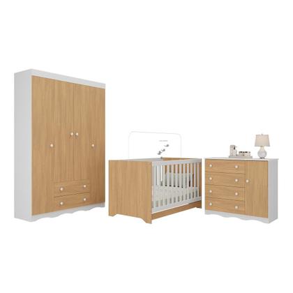 Imagem de Quarto de Bebê Completo com Berço Americano 3 em 1 para Colchão 130x70cm Realeza Multimóveis MP4583