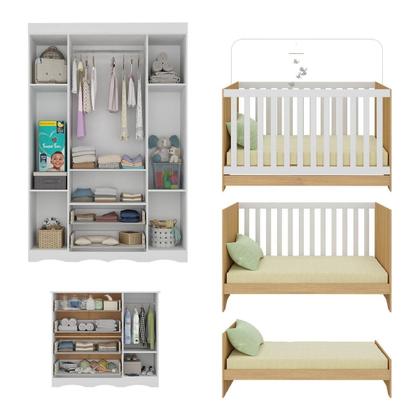 Imagem de Quarto de Bebê Completo com Berço Americano 3 em 1 para Colchão 130x70cm Realeza Multimóveis MP4583