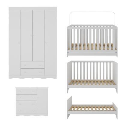 Imagem de Quarto de Bebê Completo com Berço Americano 3 em 1 para Colchão 130x70cm Realeza Multimóveis MP4583