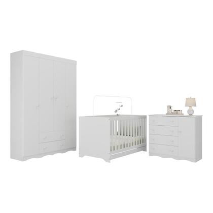 Imagem de Quarto de Bebê Completo com Berço Americano 3 em 1 para Colchão 130x70cm Realeza Multimóveis MP4583