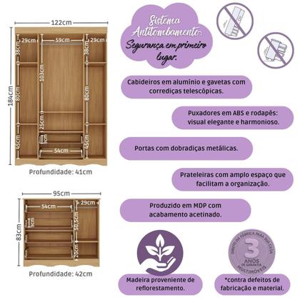 Imagem de Quarto de Bebê Completo com Berço Americano 3 em 1 para Colchão 130x70cm Realeza Multimóveis MP4583