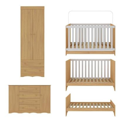 Imagem de Quarto de Bebê Completo com Berço Americano 3 em 1 para Colchão 130x70cm Realeza Multimóveis MP4595