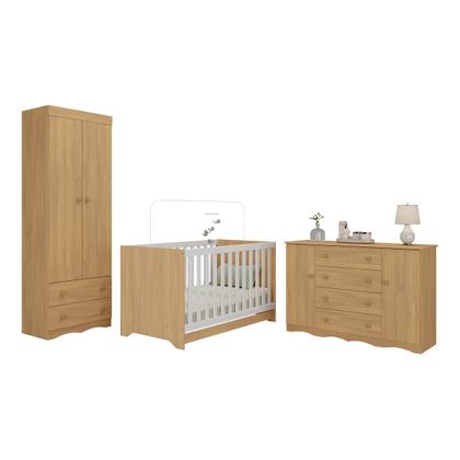 Imagem de Quarto de Bebê Completo com Berço Americano 3 em 1 para Colchão 130x70cm Realeza Multimóveis MP4595