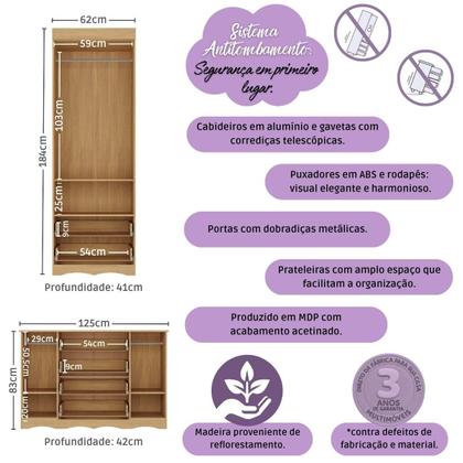 Imagem de Quarto de Bebê Completo com Berço Americano 3 em 1 para Colchão 130x70cm Realeza Multimóveis MP4595