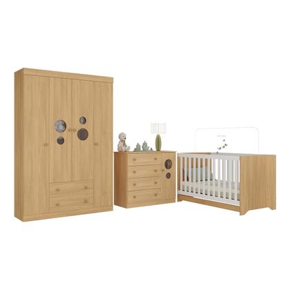Imagem de Quarto de Bebê Completo com Berço Americano 3 em 1 Pirulito Multimóveis MP4613