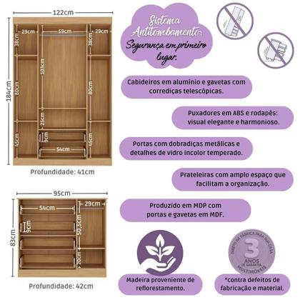 Imagem de Quarto de Bebê Completo com Berço Americano 3 em 1 Pirulito Multimóveis MP4613