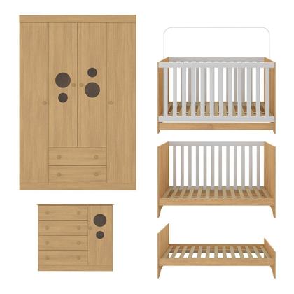 Imagem de Quarto de Bebê Completo com Berço Americano 3 em 1 Pirulito Multimóveis MP4613