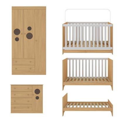 Imagem de Quarto de Bebê Completo com Berço Americano 3 em 1 Pirulito Multimóveis MP4621