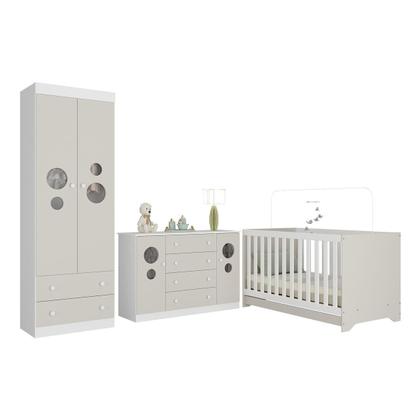 Imagem de Quarto de Bebê Completo com Berço Americano 3 em 1 Pirulito Multimóveis MP4625
